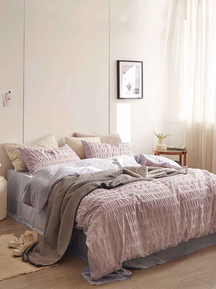 Blush Cloud Cotton Seersucker Duvet Cover original reference image 2