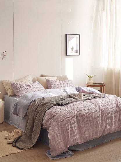 Blush Cloud Cotton Seersucker Duvet Cover original reference image 2