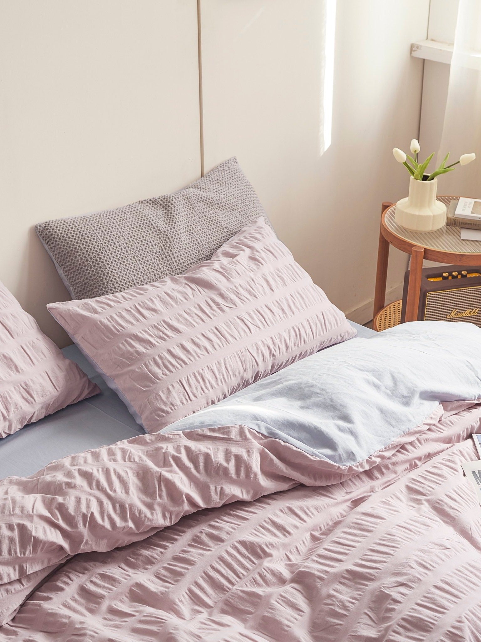Blush Cloud Cotton Seersucker Duvet Cover original reference image 3