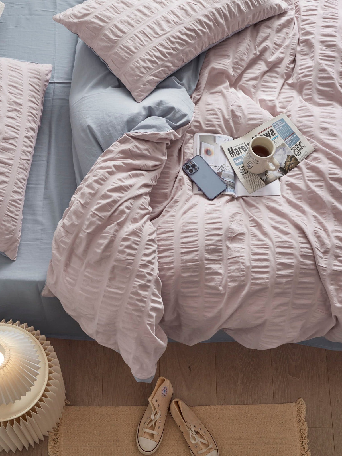 Blush Cloud Cotton Seersucker Duvet Cover original reference image 5