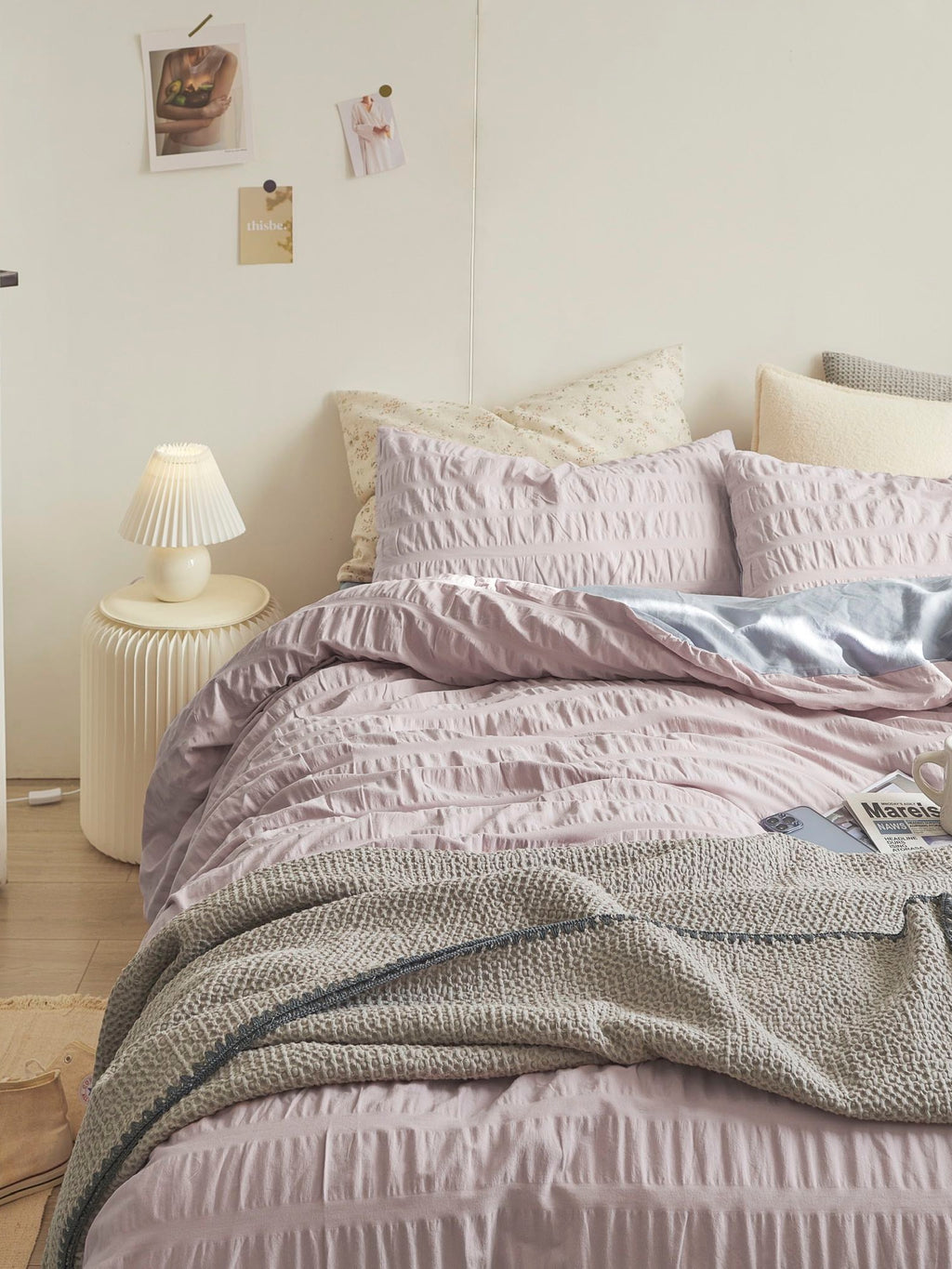 Blush Cloud Cotton Seersucker Duvet Cover original reference image 6