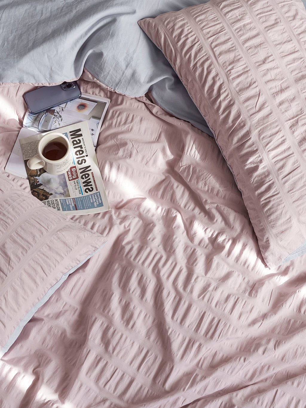Blush Cloud Cotton Seersucker Duvet Cover original reference image 7