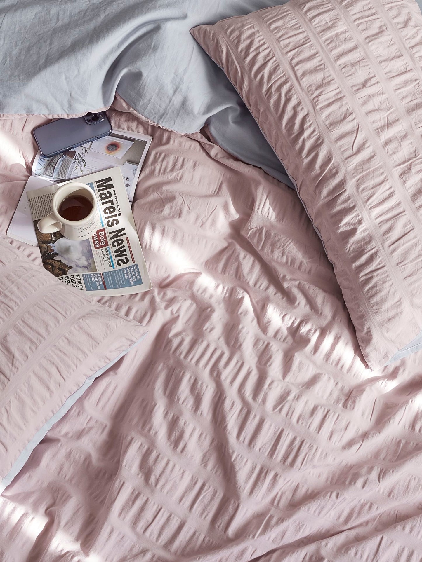Blush Cloud Cotton Seersucker Duvet Cover original reference image 7