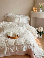 Blush Rose Garden Ruffle Cotton Muslin Duvet Cover original reference image 6