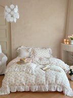 Blush Rose Garden Ruffle Cotton Muslin Duvet Cover original reference image 8
