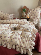 Burgundy Rose Bouquet Ruffle Cotton Muslin Duvet Cover original reference image 6