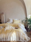 Buttercream Ruffle Organza Trim Sateen Duvet Cover original reference image 1