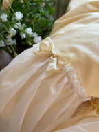 Buttercream Ruffle Organza Trim Sateen Duvet Cover original reference image 8