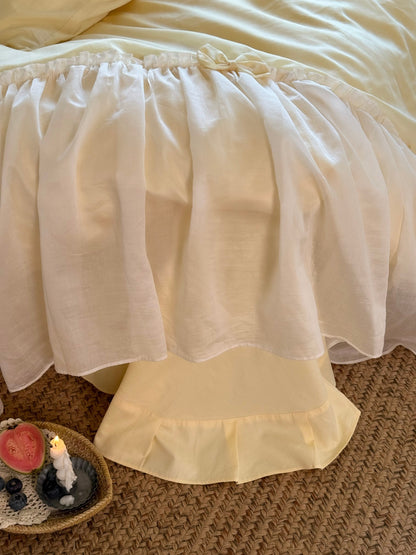 Buttercream Ruffle Organza Trim Sateen Duvet Cover original reference image 9
