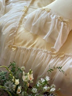 Buttercream Ruffle Organza Trim Sateen Duvet Cover original reference image 10