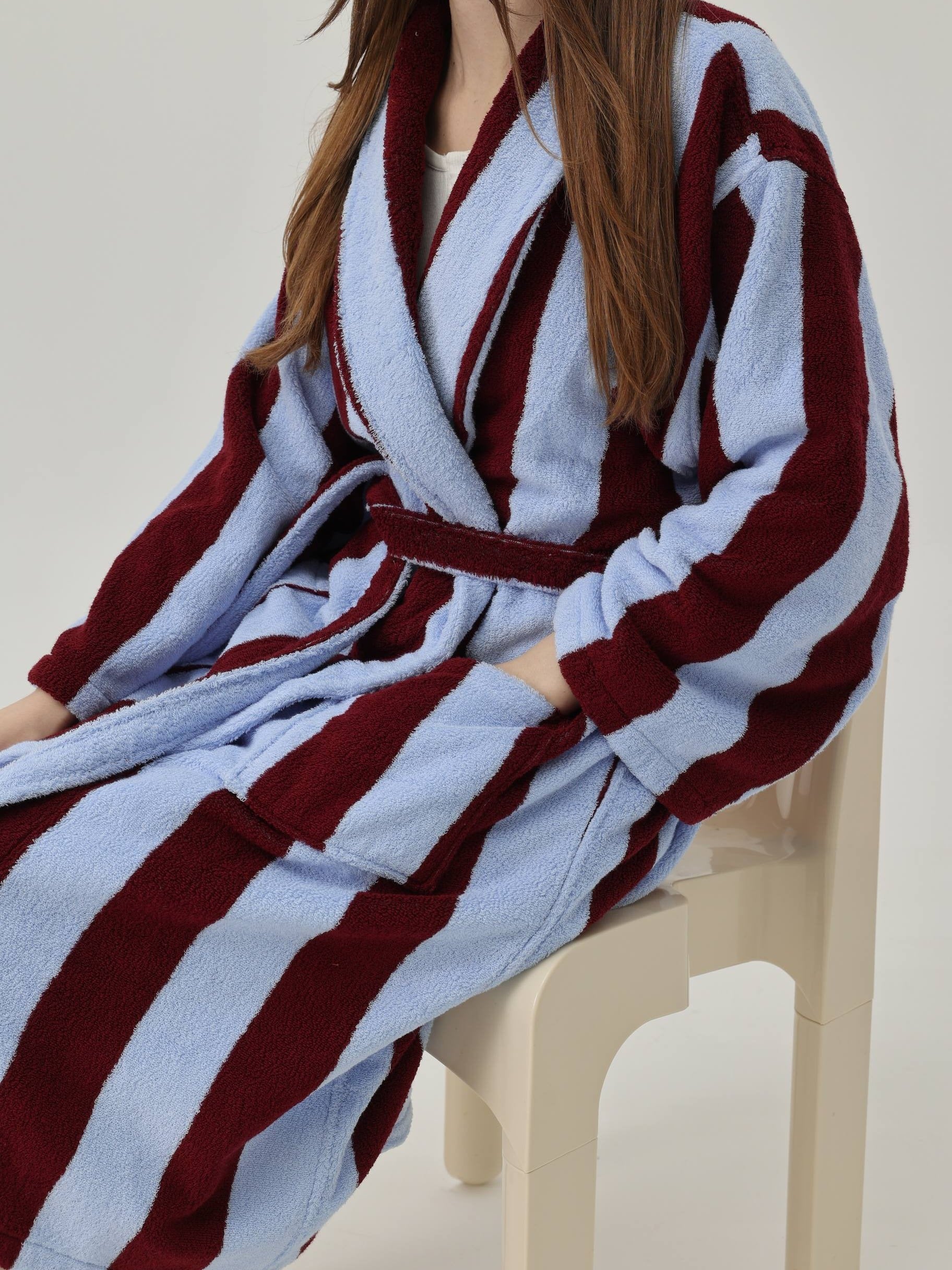 Cabana Stripe Cotton Bathrobe original reference image 1