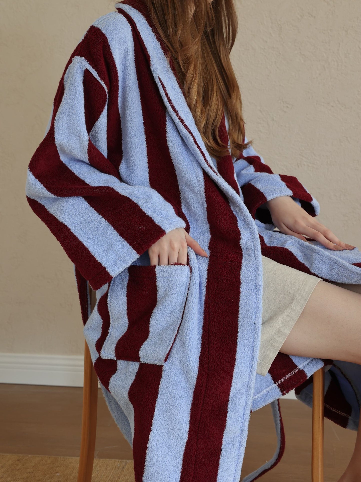 Cabana Stripe Cotton Bathrobe original reference image 4