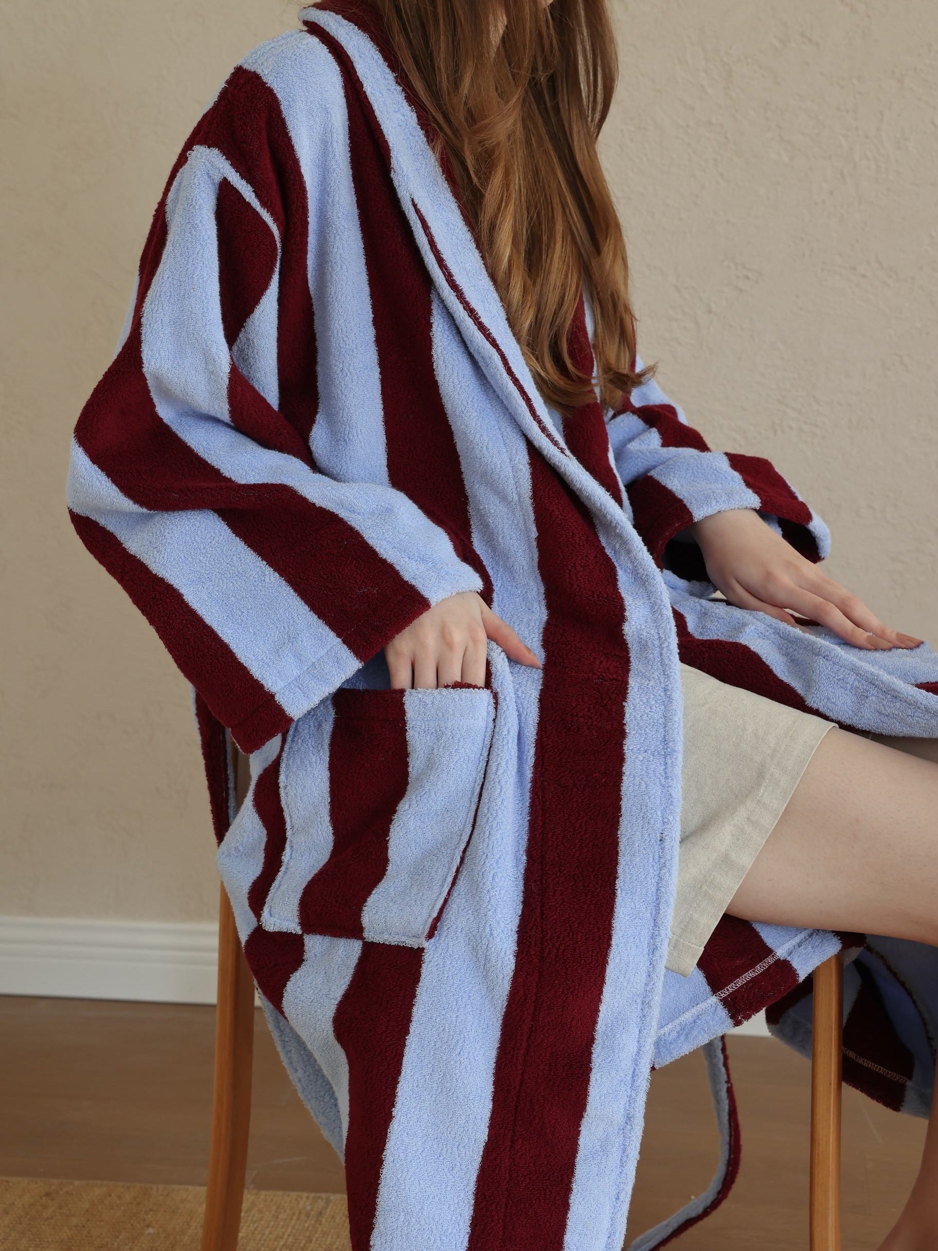 Cabana Stripe Cotton Bathrobe original reference image 4