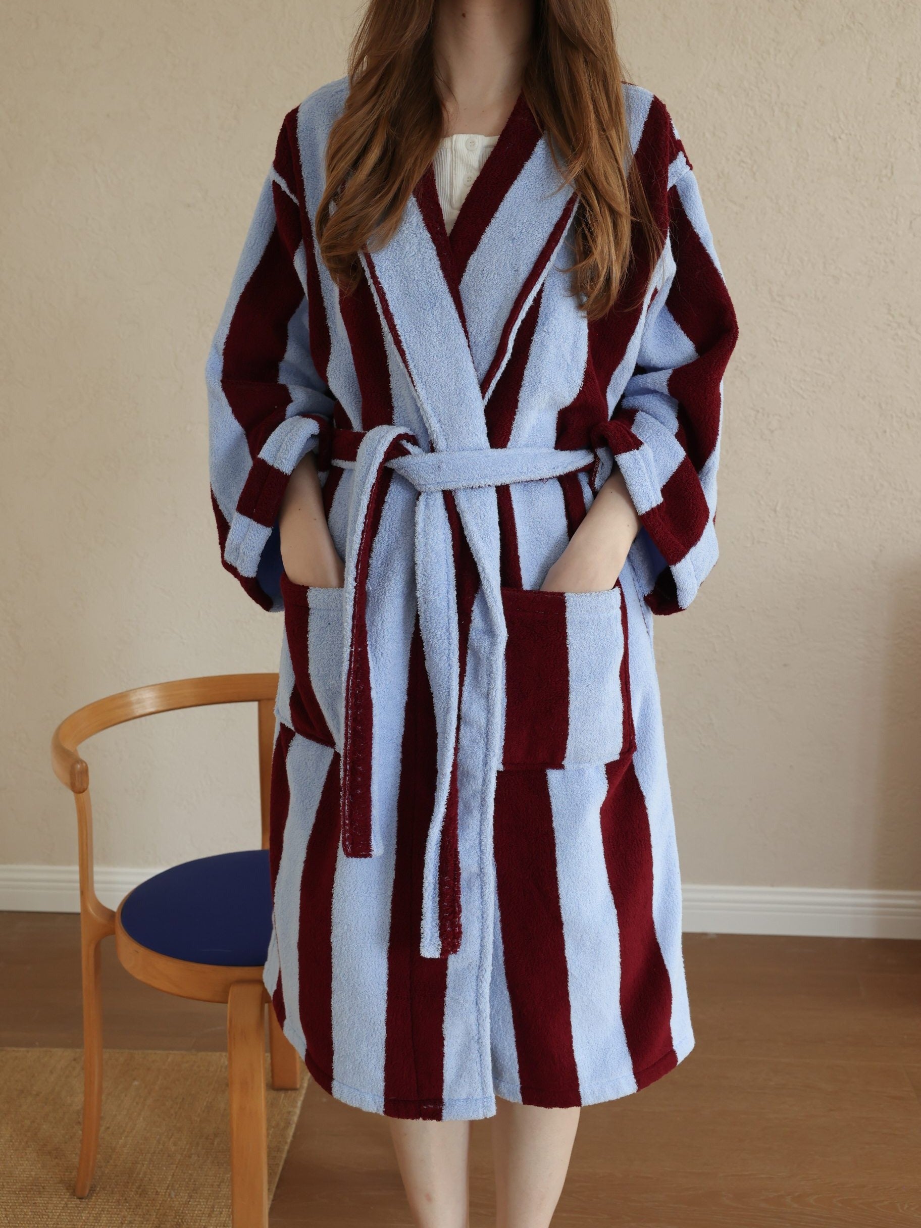 Cabana Stripe Cotton Bathrobe original reference image 5
