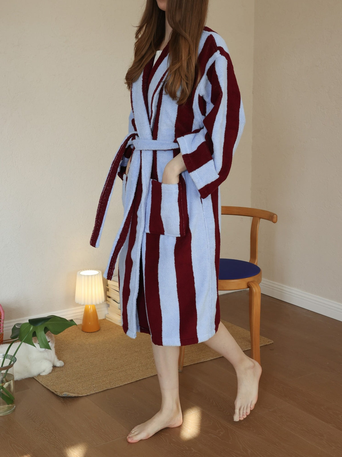 Cabana Stripe Cotton Bathrobe original reference image 8