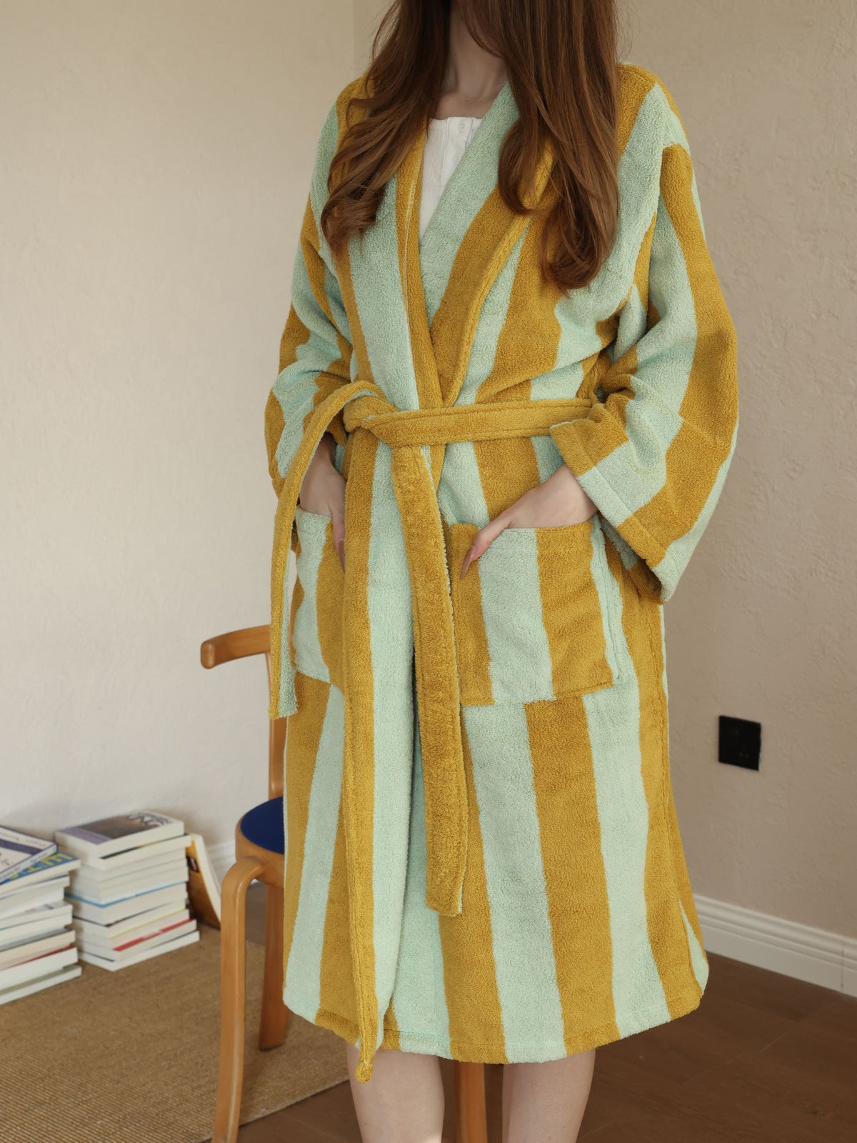 Cabana Stripe Cotton Bathrobe original reference image 9