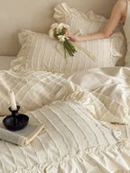 Camellia Ruffle Clip Stripe Duvet Cover original reference image 2