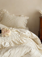 Camellia Ruffle Clip Stripe Duvet Cover original reference image 5