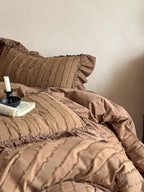 Camellia Ruffle Clip Stripe Duvet Cover original reference image 8