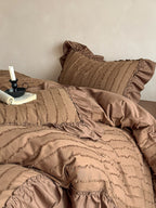 Camellia Ruffle Clip Stripe Duvet Cover original reference image 10