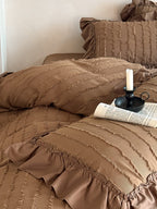 Camellia Ruffle Clip Stripe Duvet Cover original reference image 11