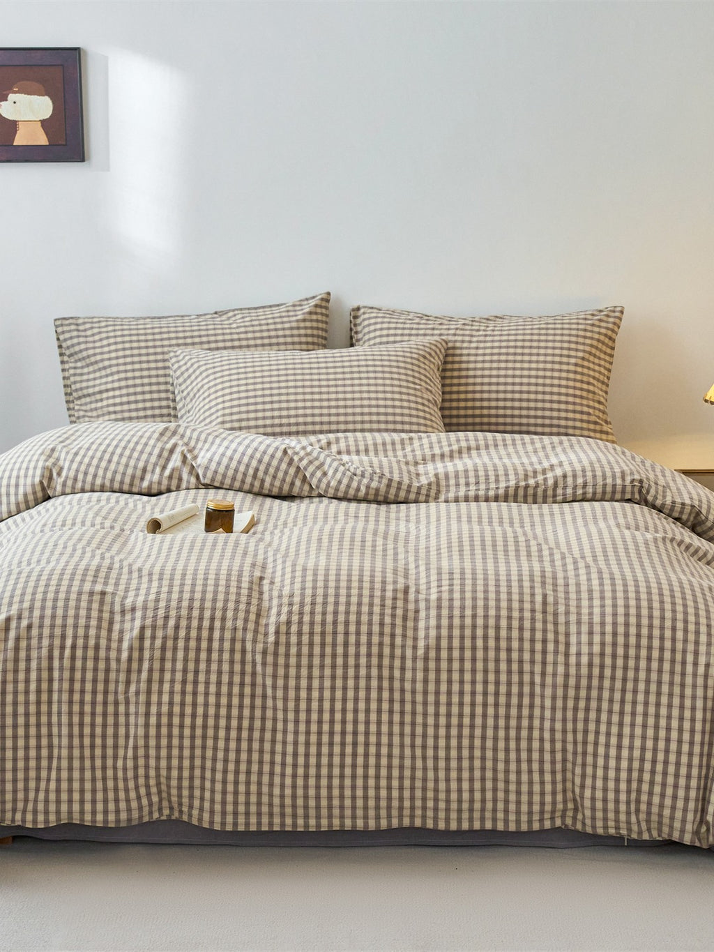 Campus Gingham Check Washed Cotton Duvet Cover original reference image 4