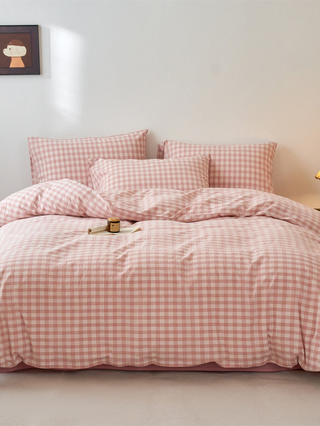 Campus Gingham Check Washed Cotton Duvet Cover original reference image 7