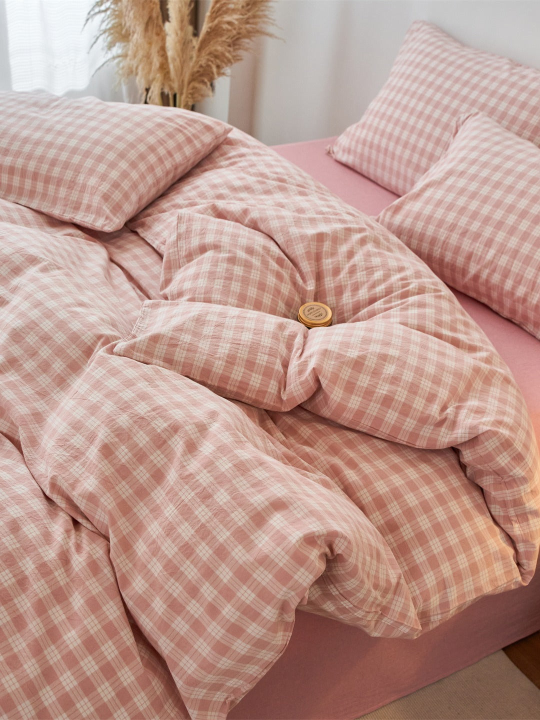 Campus Gingham Check Washed Cotton Duvet Cover original reference image 12