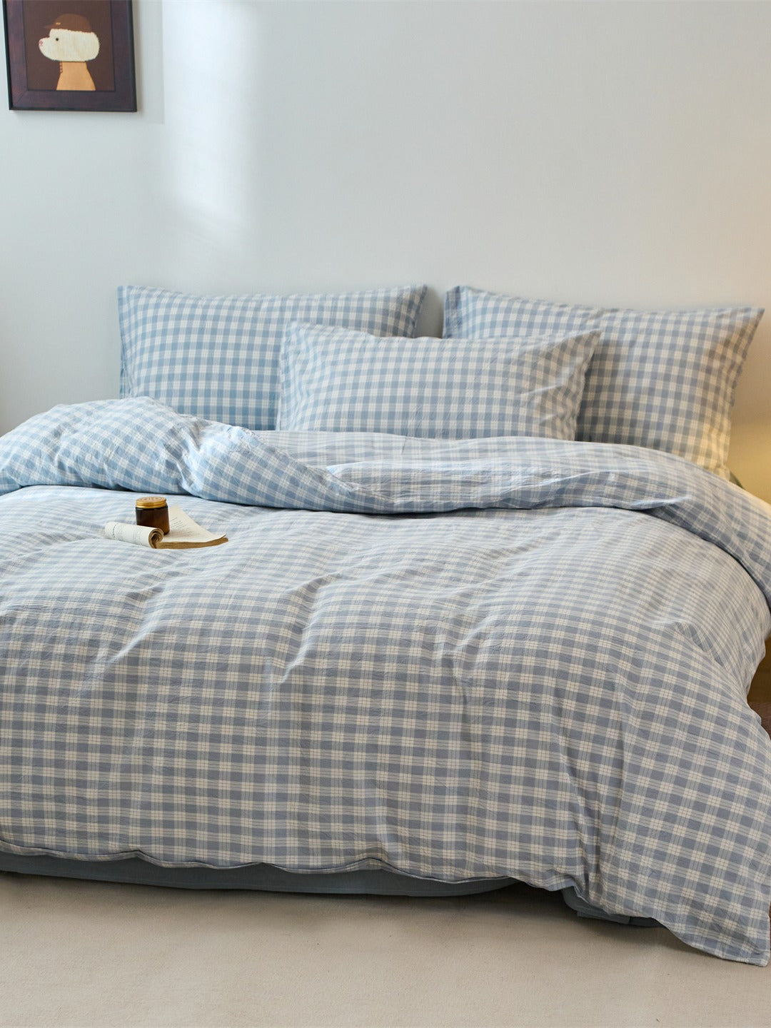 Campus Gingham Check Washed Cotton Duvet Cover original reference image 16