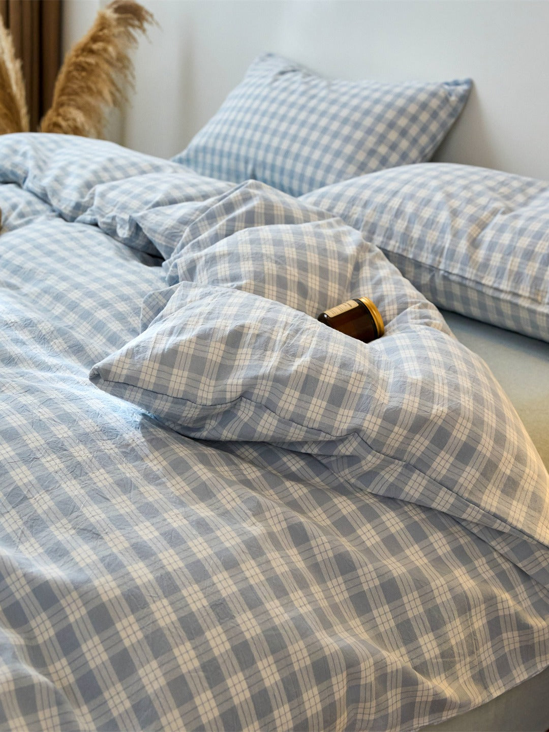 Campus Gingham Check Washed Cotton Duvet Cover original reference image 18