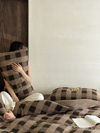 Chestnut Gingham Cotton Muslin Duvet Cover original reference image 1