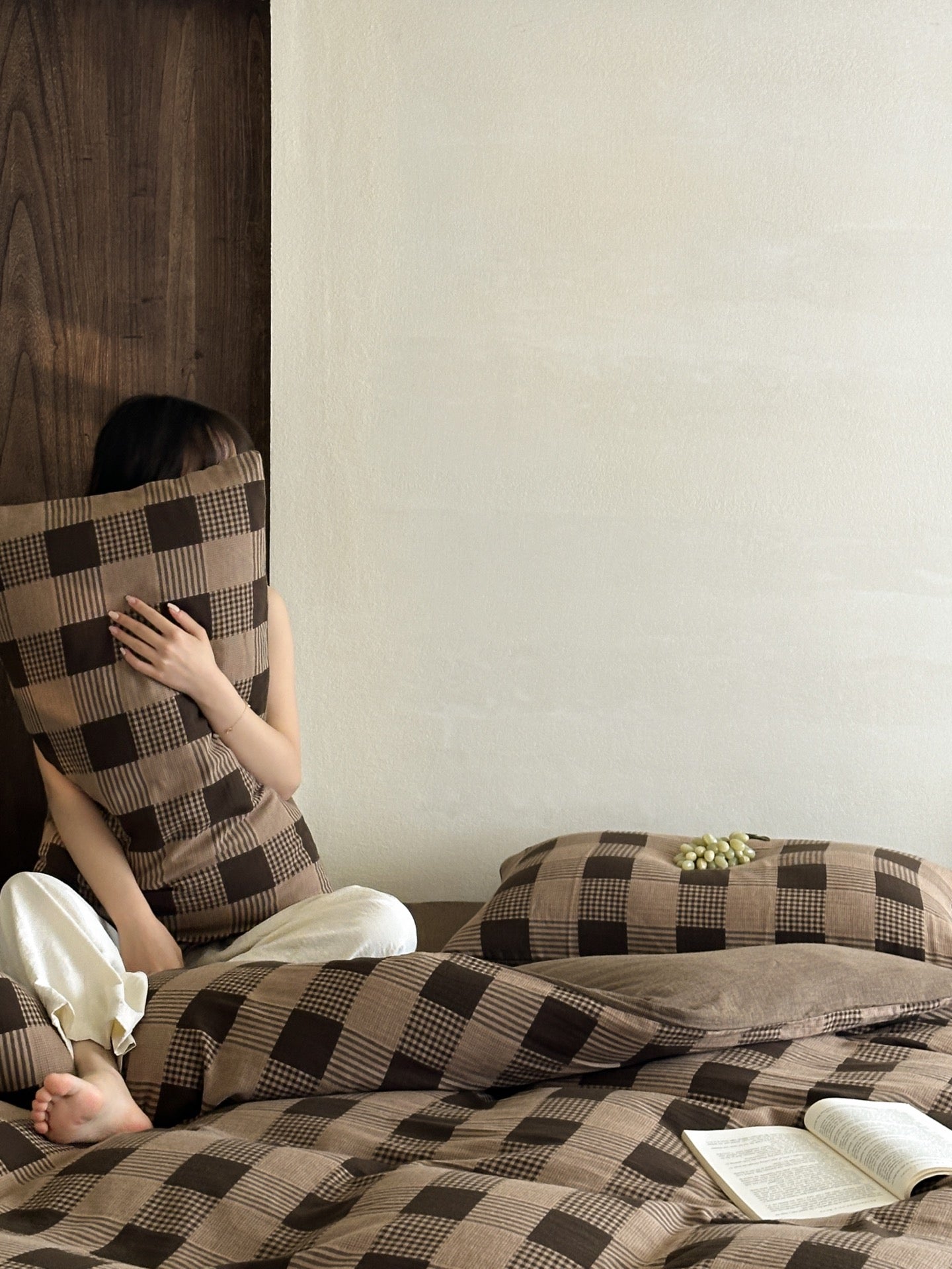 Chestnut Gingham Cotton Muslin Duvet Cover original reference image 1