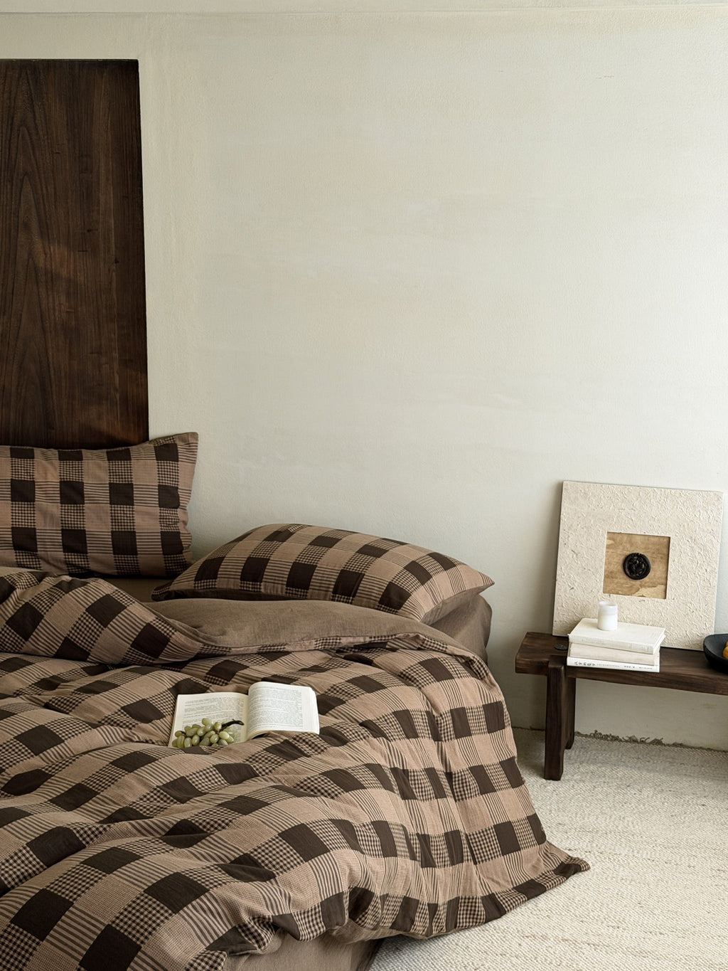 Chestnut Gingham Cotton Muslin Duvet Cover original reference image 3