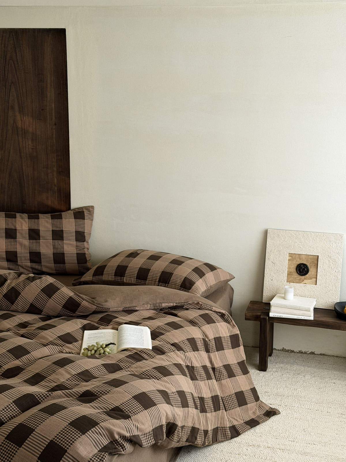 Chestnut Gingham Cotton Muslin Duvet Cover original reference image 3