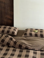 Chestnut Gingham Cotton Muslin Duvet Cover original reference image 4