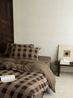 Chestnut Gingham Cotton Muslin Duvet Cover original reference image 5