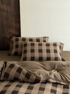 Chestnut Gingham Cotton Muslin Duvet Cover original reference image 6