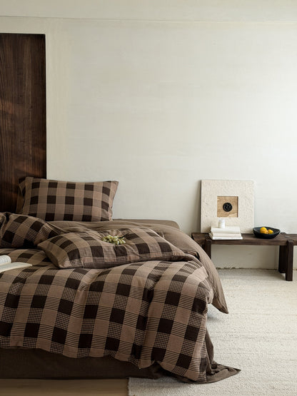Chestnut Gingham Cotton Muslin Duvet Cover original reference image 7