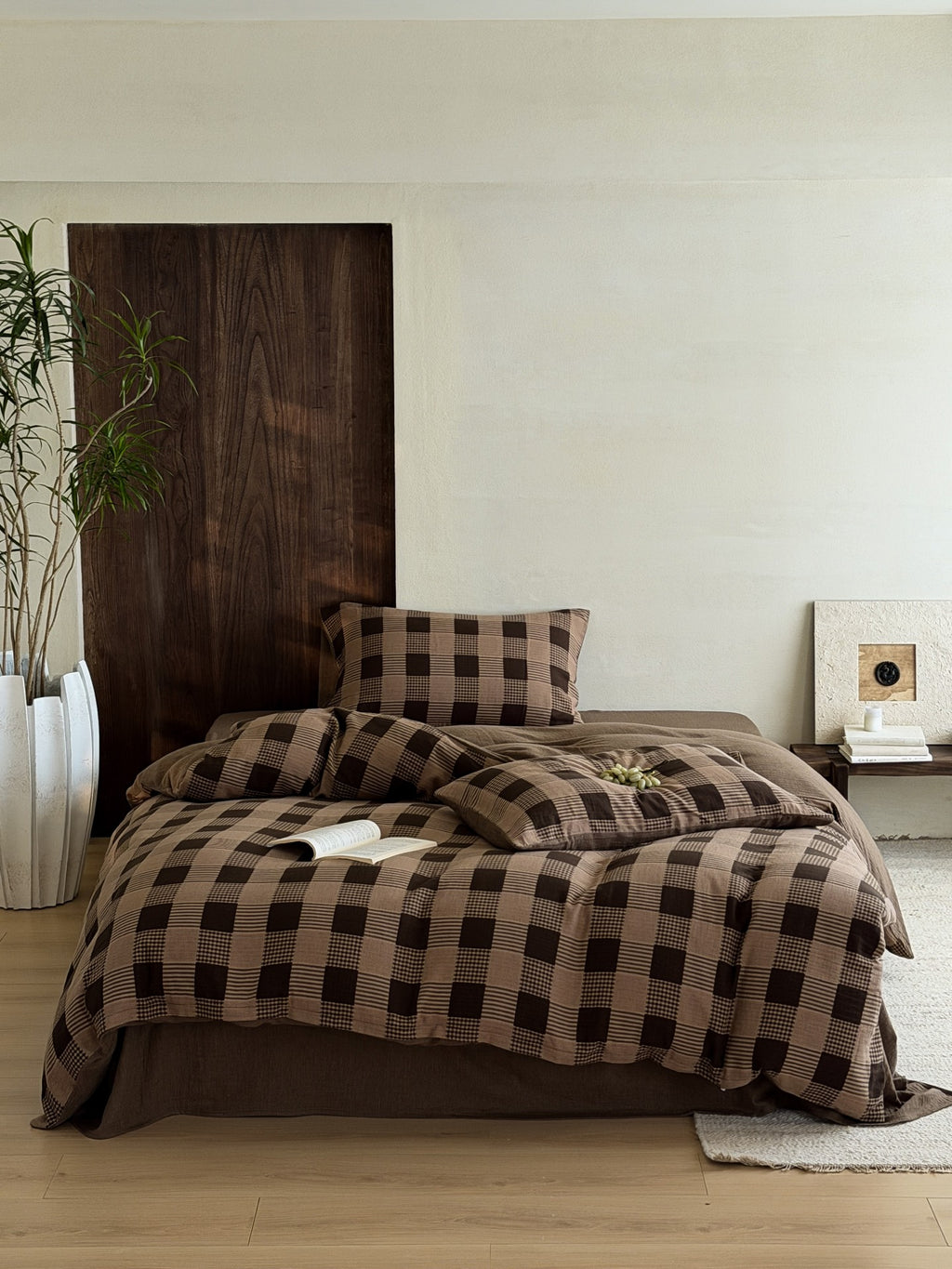 Chestnut Gingham Cotton Muslin Duvet Cover original reference image 8