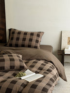 Chestnut Gingham Cotton Muslin Duvet Cover original reference image 9