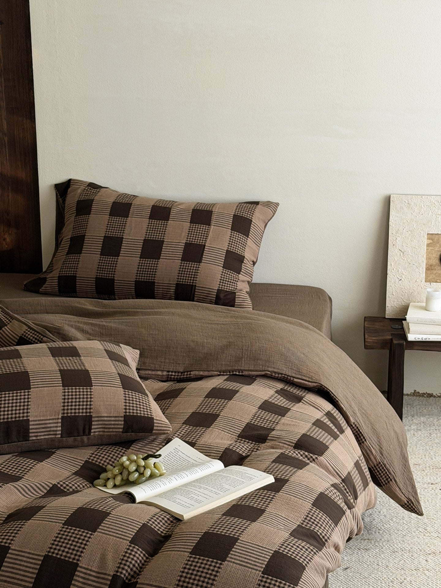 Chestnut Gingham Cotton Muslin Duvet Cover original reference image 9