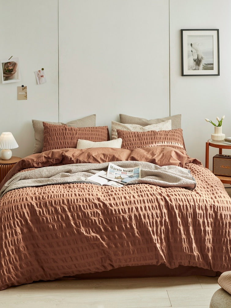 Cocoa Hearth Cotton Seersucker Duvet Cover original reference image 1