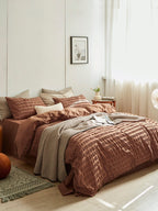 Cocoa Hearth Cotton Seersucker Duvet Cover original reference image 2