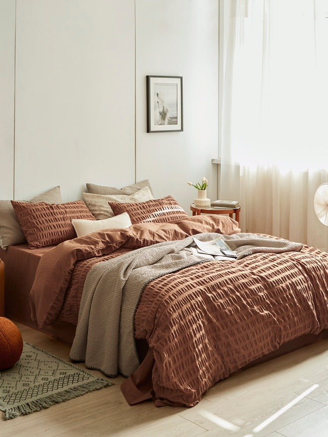 Cocoa Hearth Cotton Seersucker Duvet Cover original reference image 2