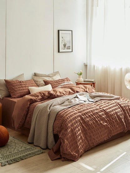 Cocoa Hearth Cotton Seersucker Duvet Cover original reference image 2
