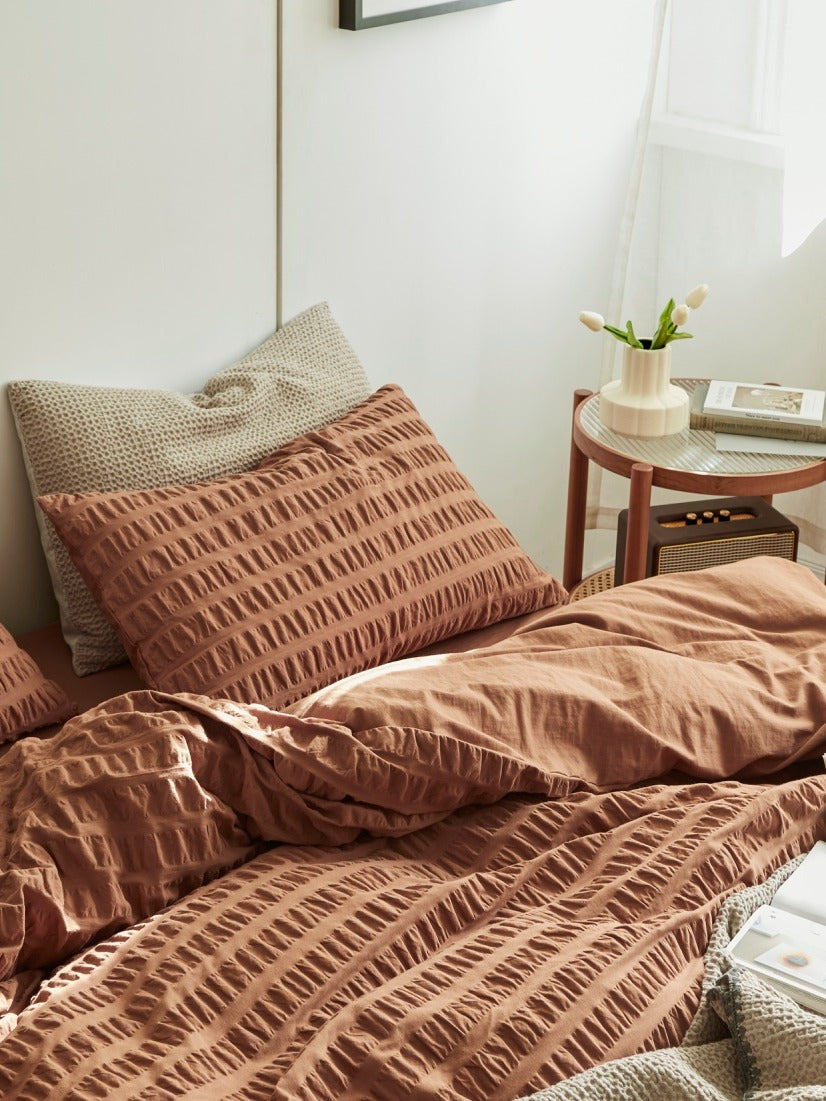 Cocoa Hearth Cotton Seersucker Duvet Cover original reference image 7