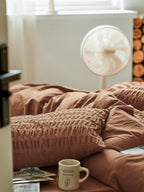 Cocoa Hearth Cotton Seersucker Duvet Cover original reference image 8
