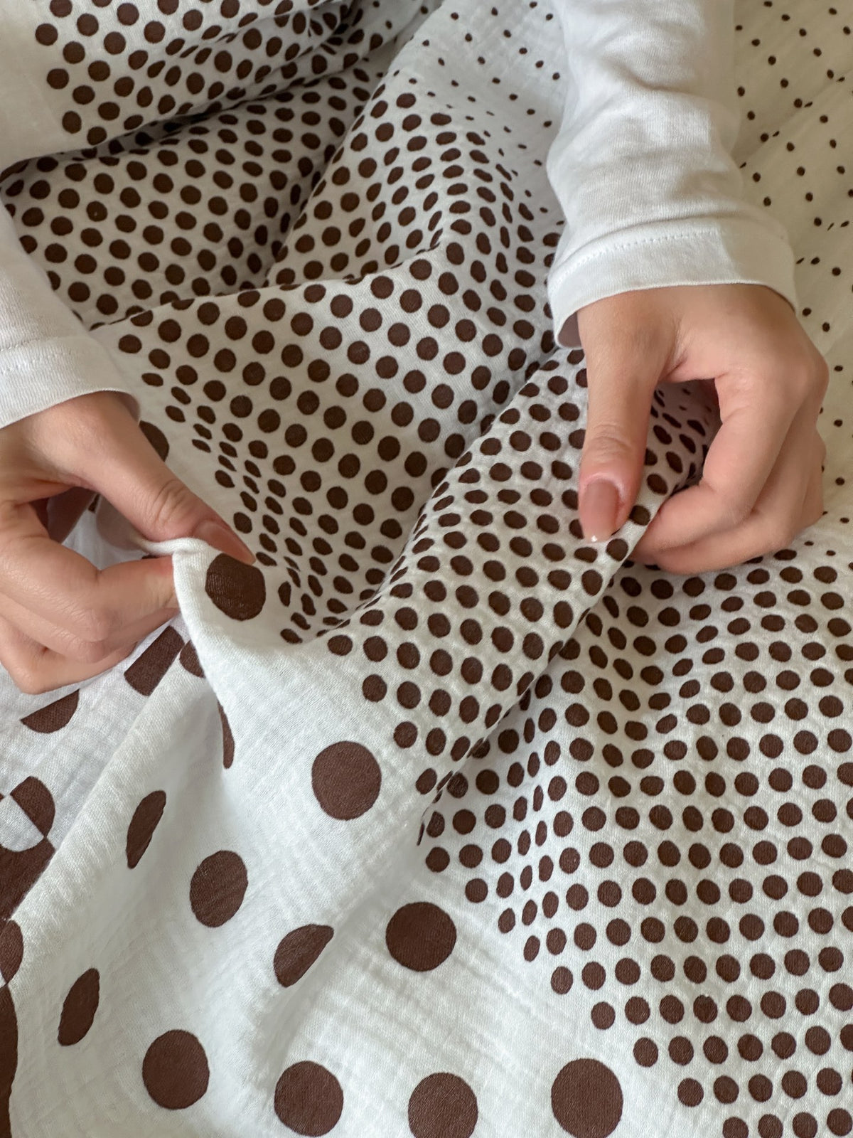 Cocoa Polka Dot Cotton Muslin Duvet Cover original reference image 1