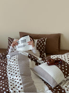 Cocoa Polka Dot Cotton Muslin Duvet Cover original reference image 3