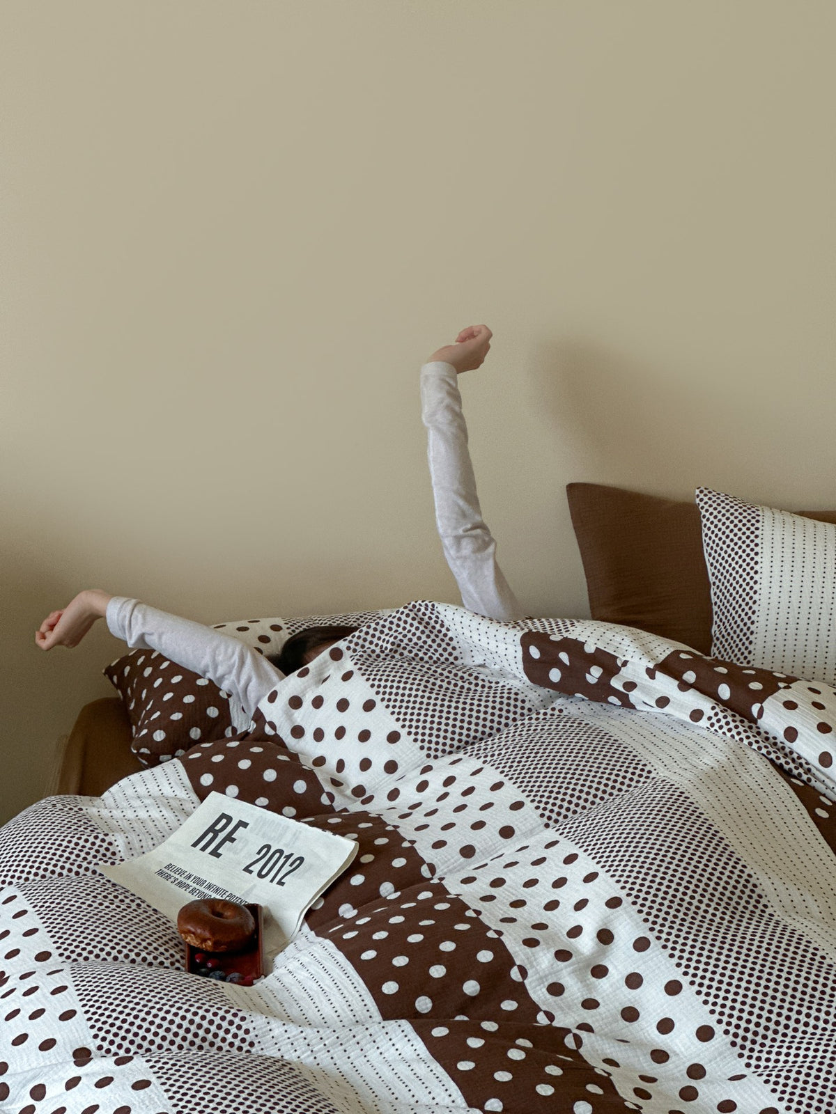 Cocoa Polka Dot Cotton Muslin Duvet Cover original reference image 4